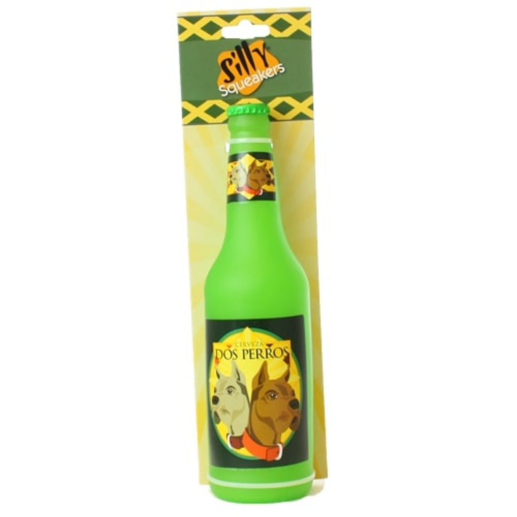 Silly Squeakers Beer Bottle Squeaky Dog Toy with packaging