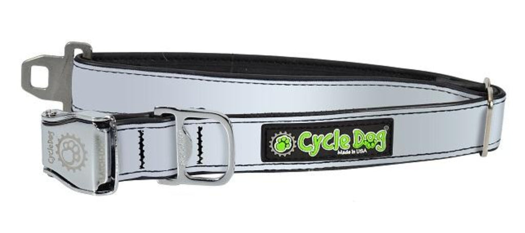 Silver MAX Reflective Dog Collar with Latch-Lock Metal Buckle