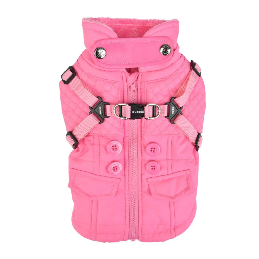 Wilkes Winter Dog Coat with Integrated Harness in Pink